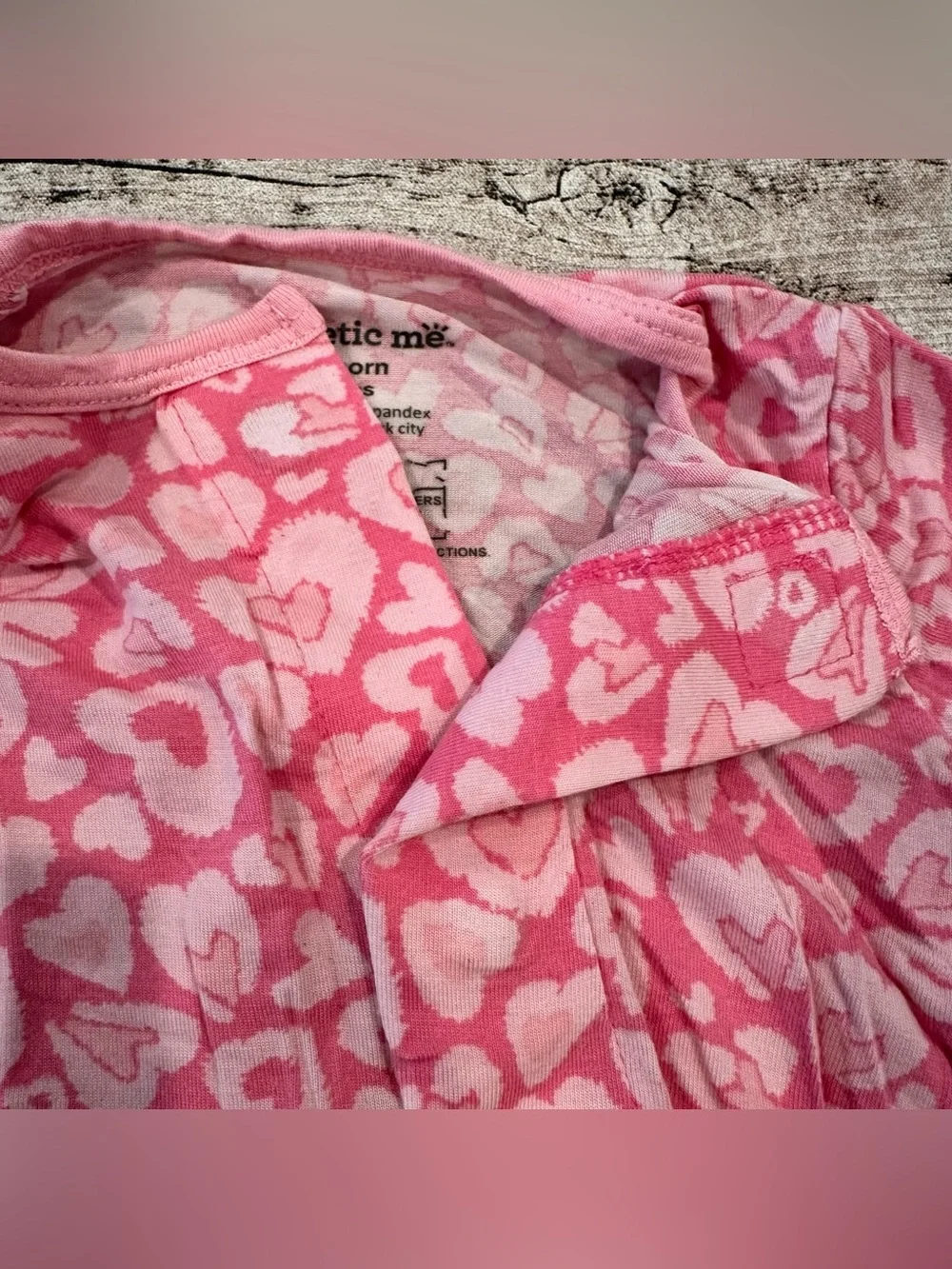 Magnetic Me Pink Heart-Print Footed Modal Sleeper Magnetic Closure Size Newborn
